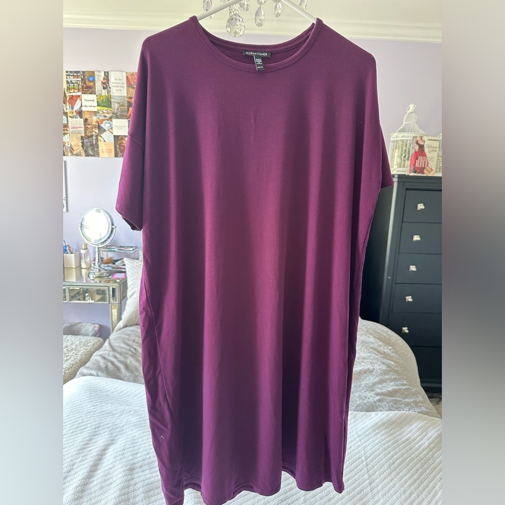 Eileen Fisher eggplant dress in excellent condition